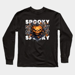 Watercolor Spooky Fall Pumpkin Splash Long Sleeve T-Shirt